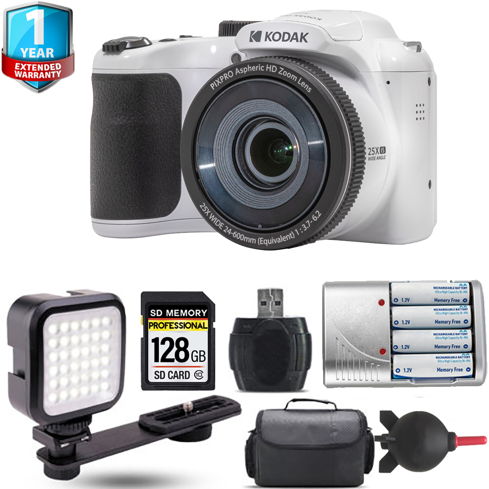 PIXPRO AZ255 Digital Camera (White) +Extra Battery+ 1 Yr Warranty - 128GB *FREE SHIPPING*