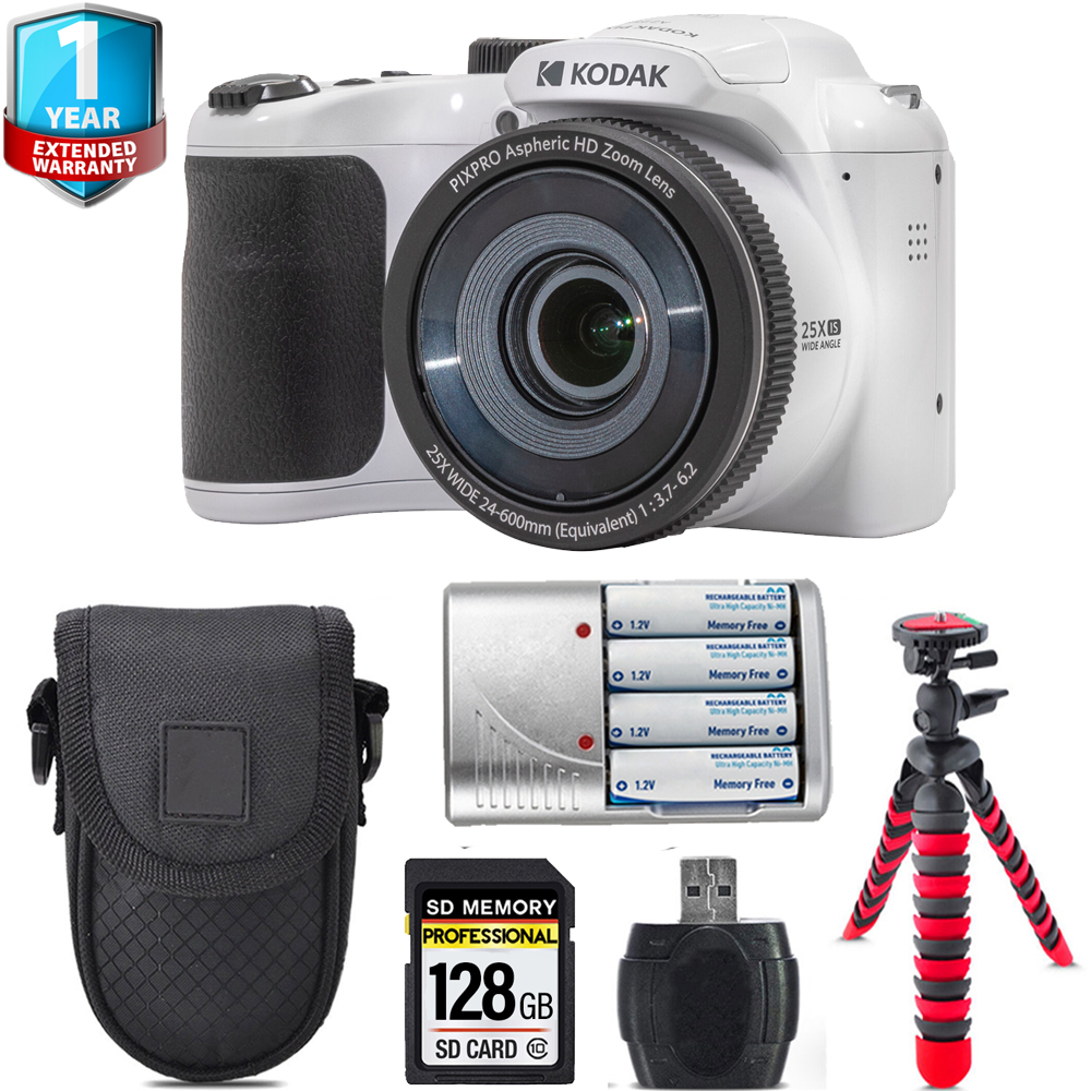 PIXPRO AZ255 Digital Camera (White) + Extra Battery+1 Yr Warranty  +128GB *FREE SHIPPING*