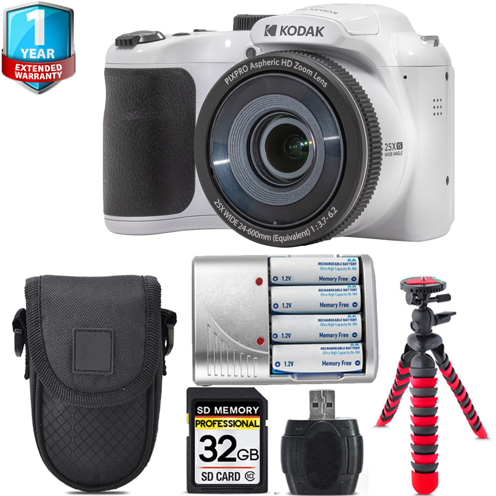 PIXPRO AZ255 Digital Camera (White) + 1 Yr Warranty +Tripod + Case -32GB *FREE SHIPPING*