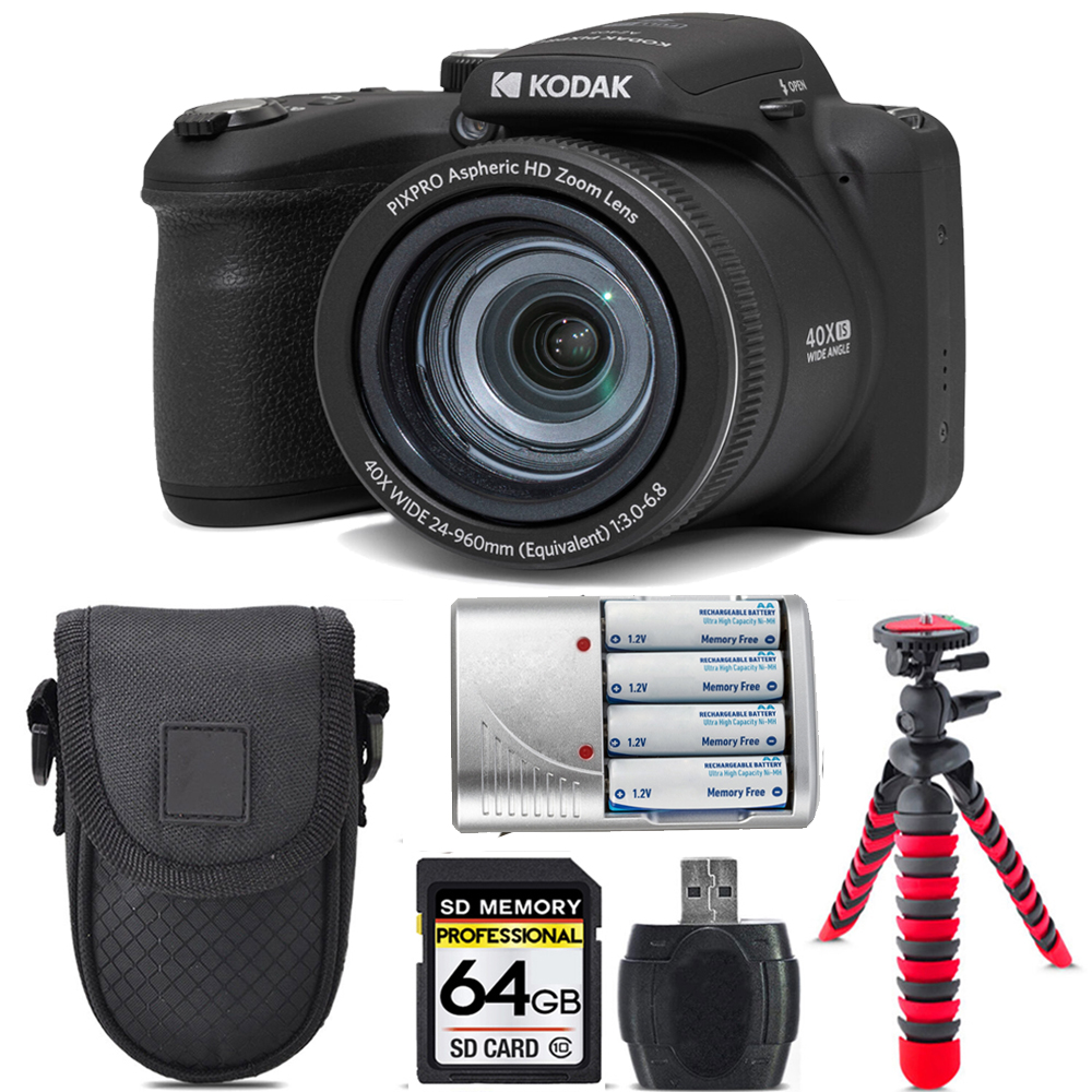 PIXPRO AZ405 Digital Camera (Black) + Extra Battery +Tripod  + 64GB Kit *FREE SHIPPING*