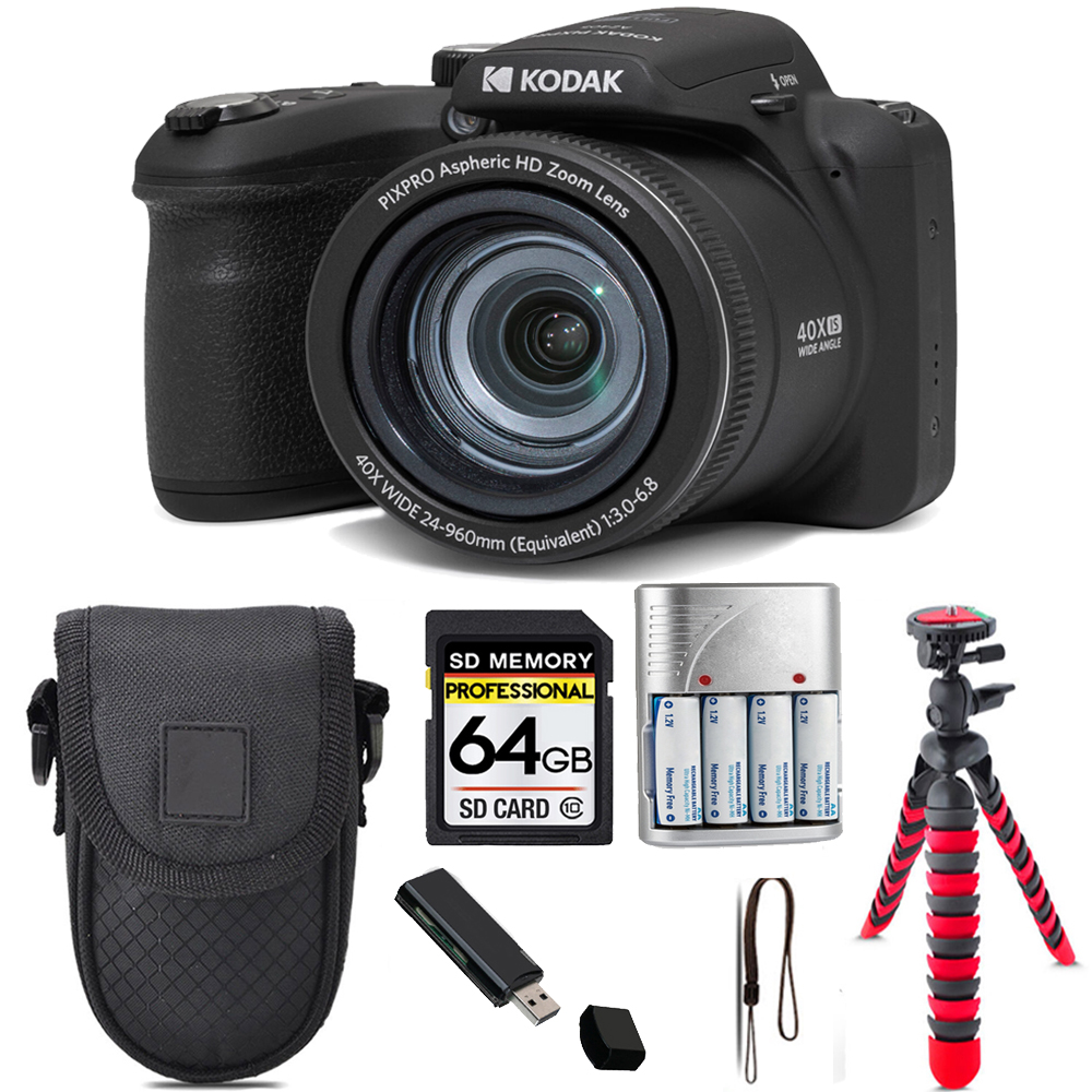 PIXPRO AZ405 Digital Camera (Black) + Tripod + Case - 64GB Kit *FREE SHIPPING*