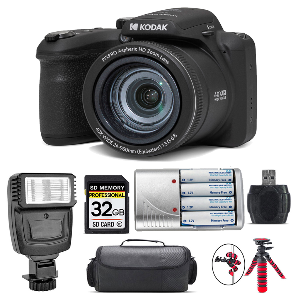 PIXPRO AZ405 Digital Camera (Black) + Extra Battery + Flash - 32GB Kit *FREE SHIPPING*