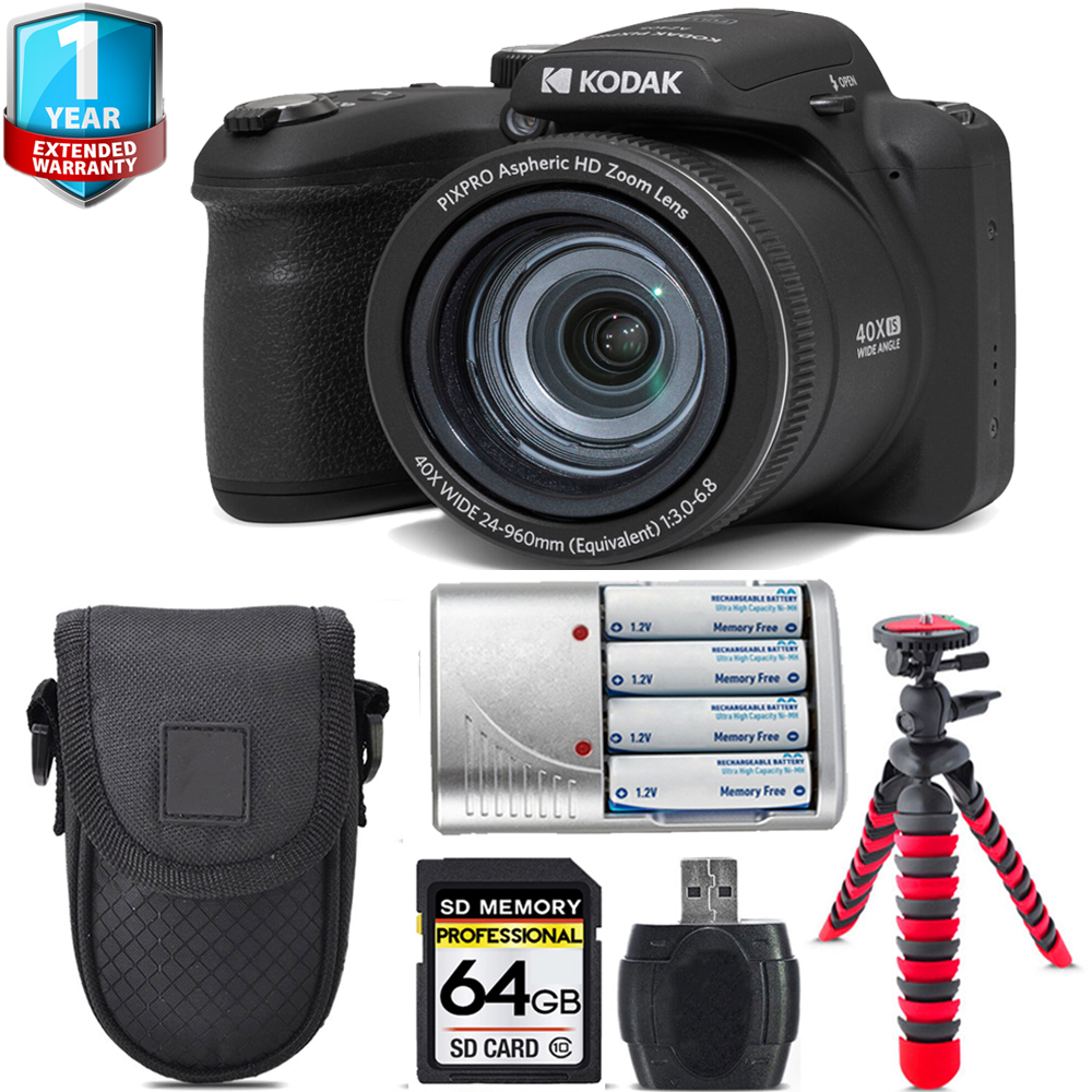 PIXPRO AZ405 Digital Camera (Black) + Extra Battery + 1 Yr Warranty -64GB *FREE SHIPPING*