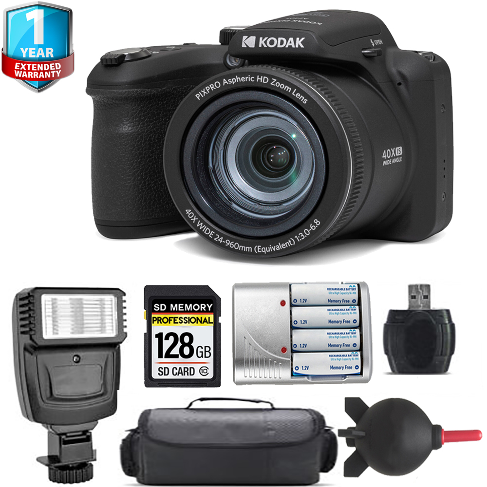 PIXPRO AZ405 Digital Camera (Black) + Extra Battery + Flash+ 1 Yr Warranty *FREE SHIPPING*