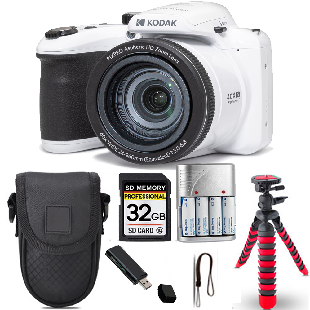 PIXPRO AZ405 Digital Camera (White) + Spider Tripod + Case - 32GB Kit *FREE SHIPPING*