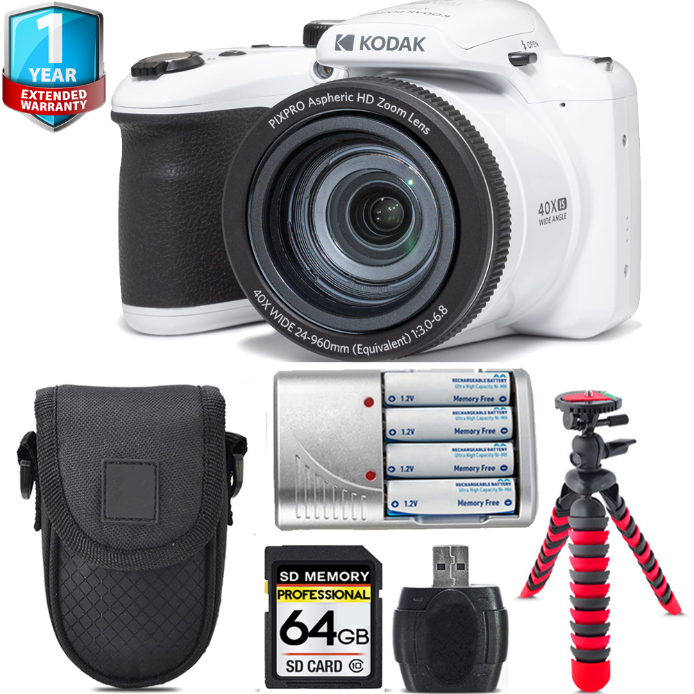 PIXPRO AZ405 Digital Camera (White) + Extra Battery + 1 Yr Warranty -64GB *FREE SHIPPING*