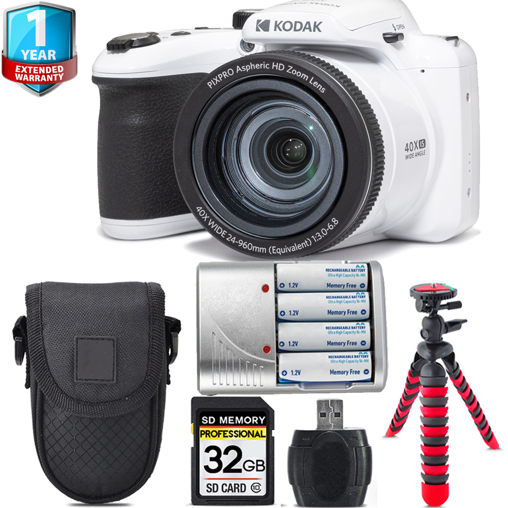 PIXPRO AZ405 Digital Camera (White) + 1 Yr Warranty +Tripod + Case -32GB *FREE SHIPPING*