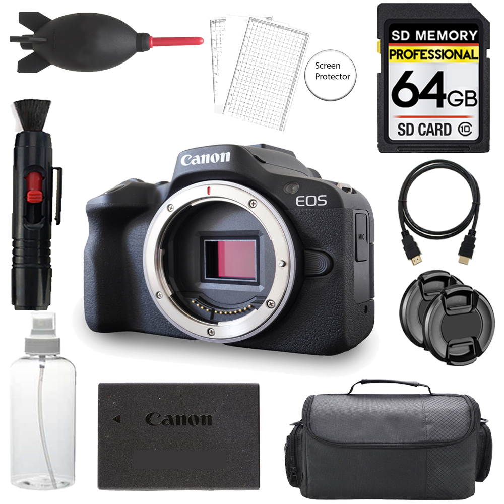 EOS R50 Mirrorless Camera (Black)  + 64GB + Bag+ UV Filter-Basic Kit *FREE SHIPPING*
