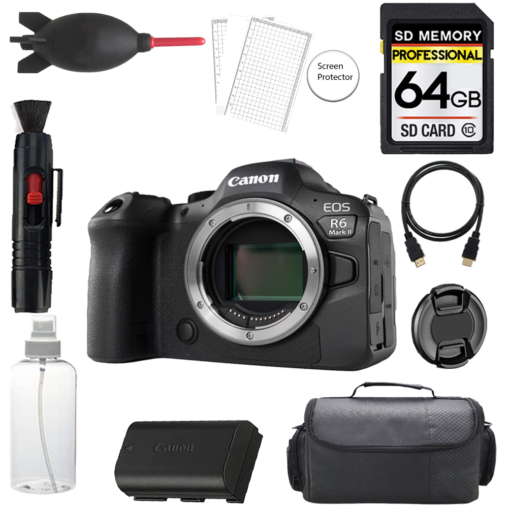 EOS R6 Mark II Mirrorless Camera (Body)  + 64GB + Bag+ UV Filter-Basic Kit *FREE SHIPPING*