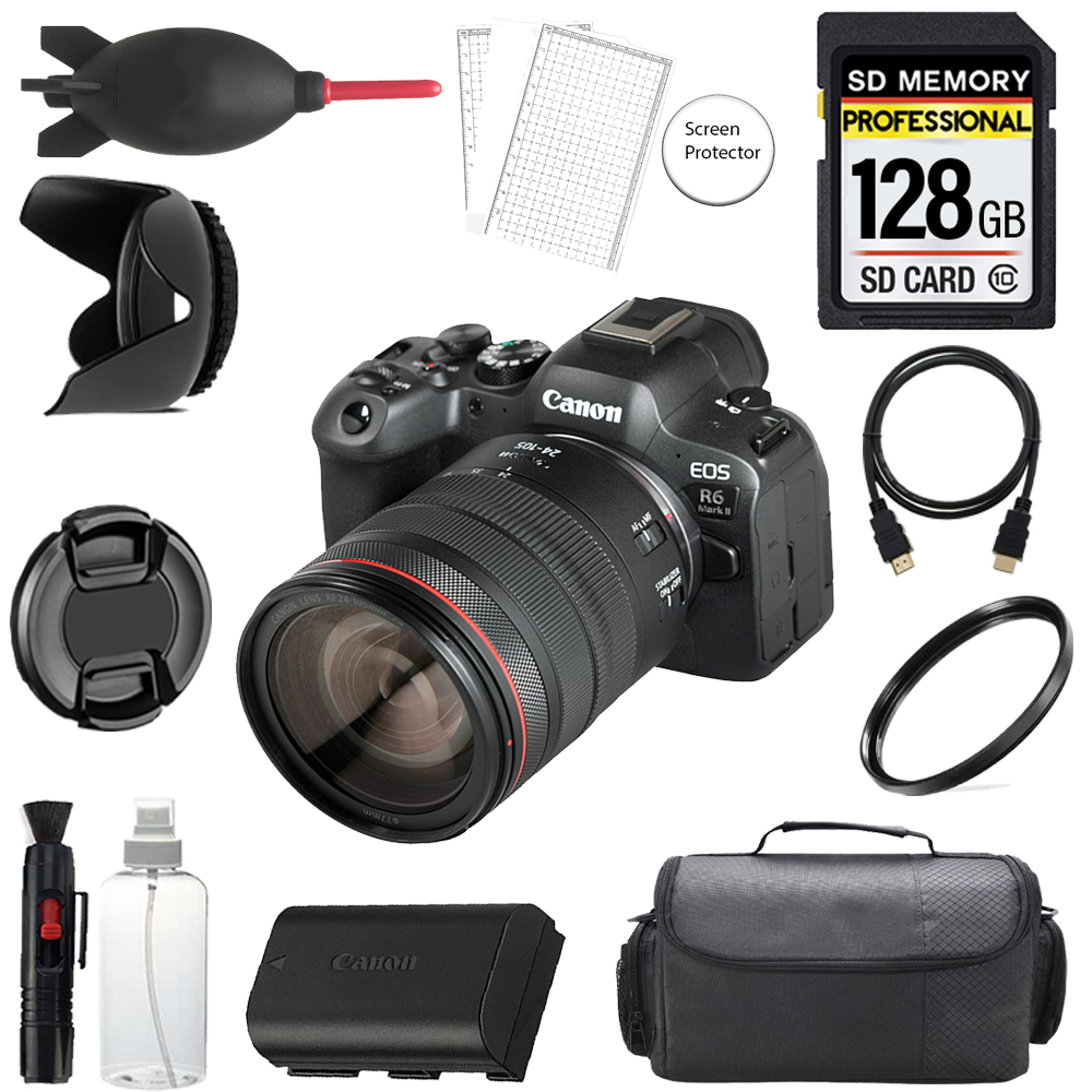 EOS R6 II Camera +24-105mm IS USM Lens + 128GB + Bag+ UV Filter- Basic Kit *FREE SHIPPING*
