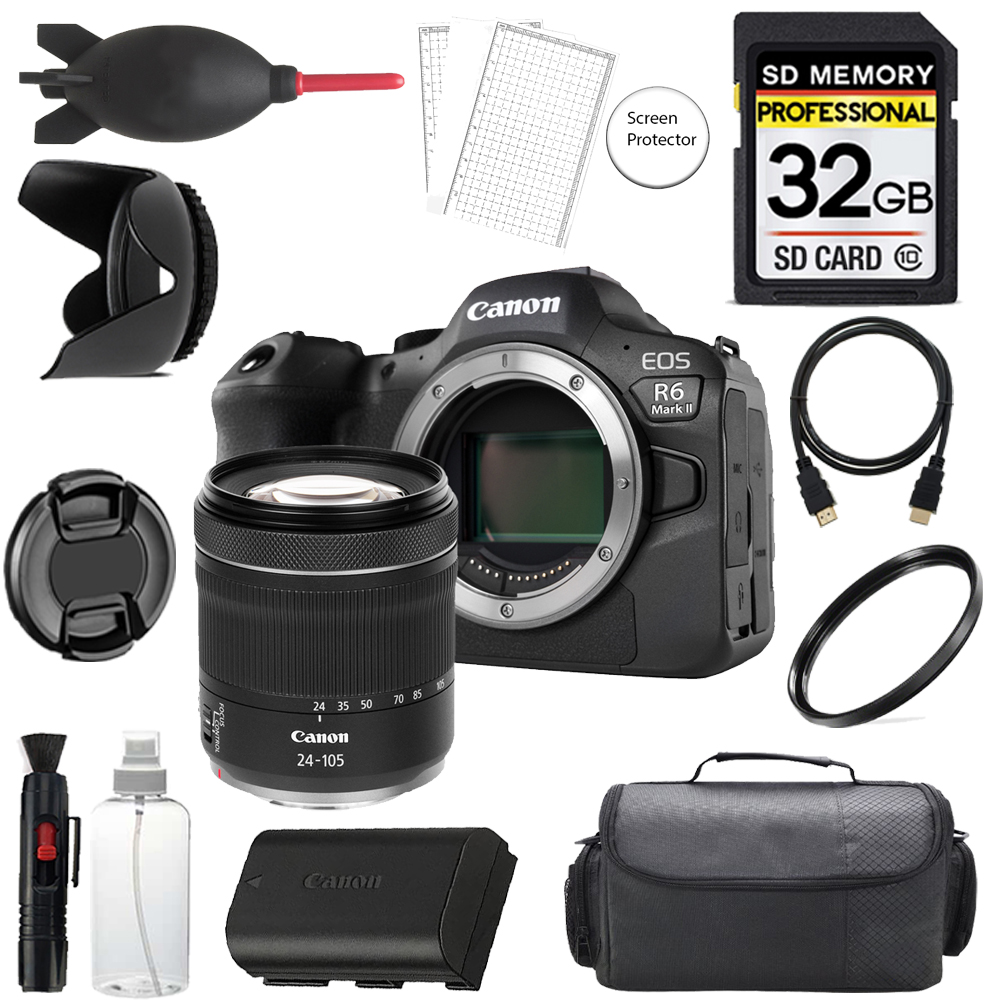 EOS R6 II Camera +24-105mm IS STM Lens + 32GB + Bag+ UV Filter- Basic Kit *FREE SHIPPING*