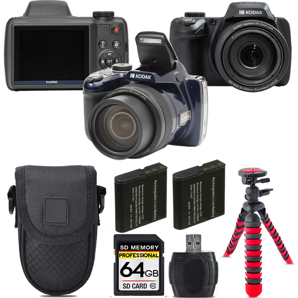 PIXPRO AZ528 Digital Camera (Black) Extra Battery +Tripod + Case -64GB Kit *FREE SHIPPING*