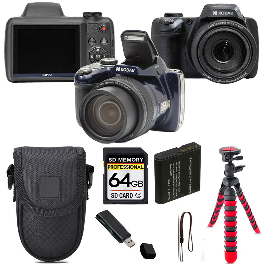 PIXPRO AZ528 Digital Camera (Black) Tripod + Case - 64GB Kit *FREE SHIPPING*