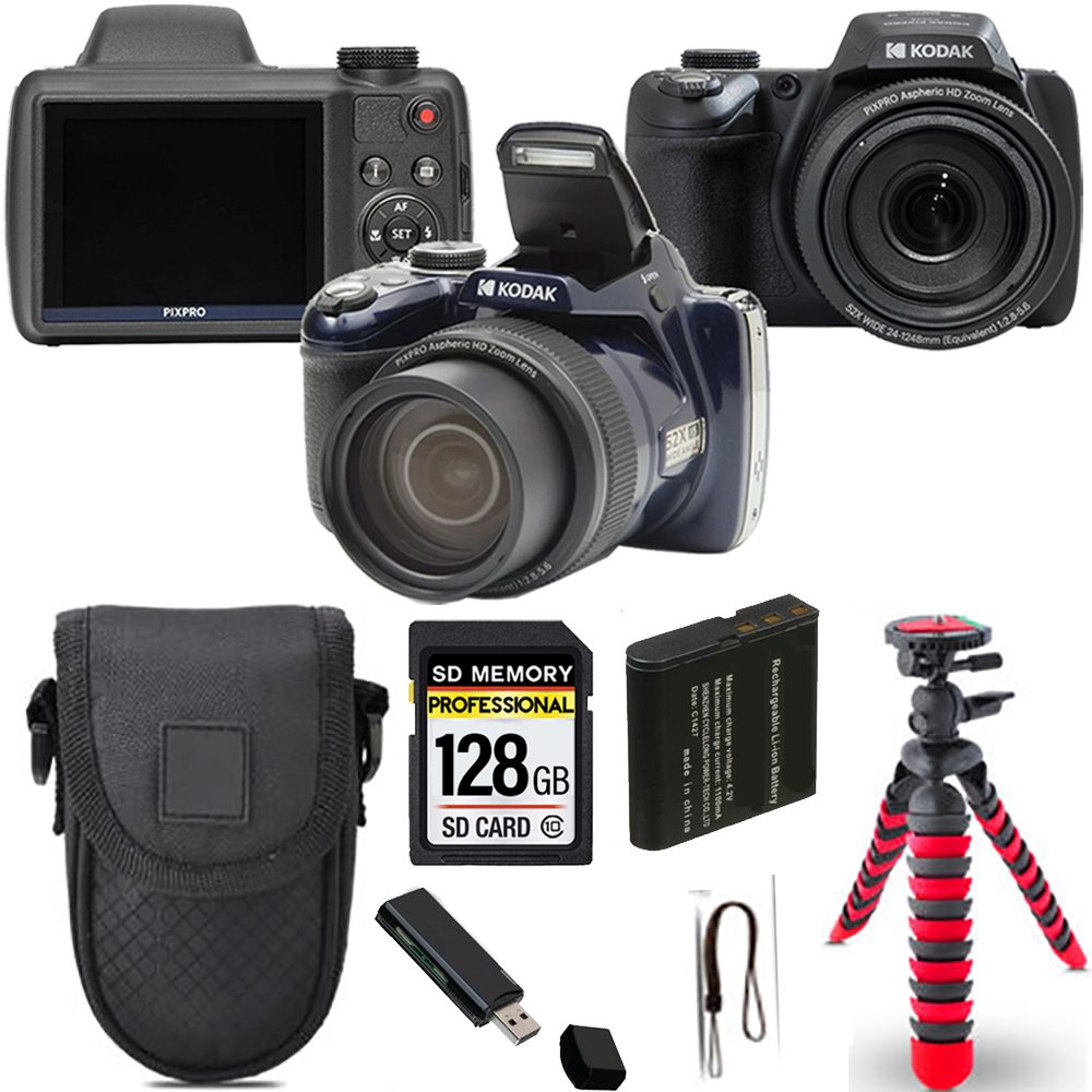 PIXPRO AZ528 Digital Camera (Black) Spider Tripod + Case - 64GB Kit *FREE SHIPPING*