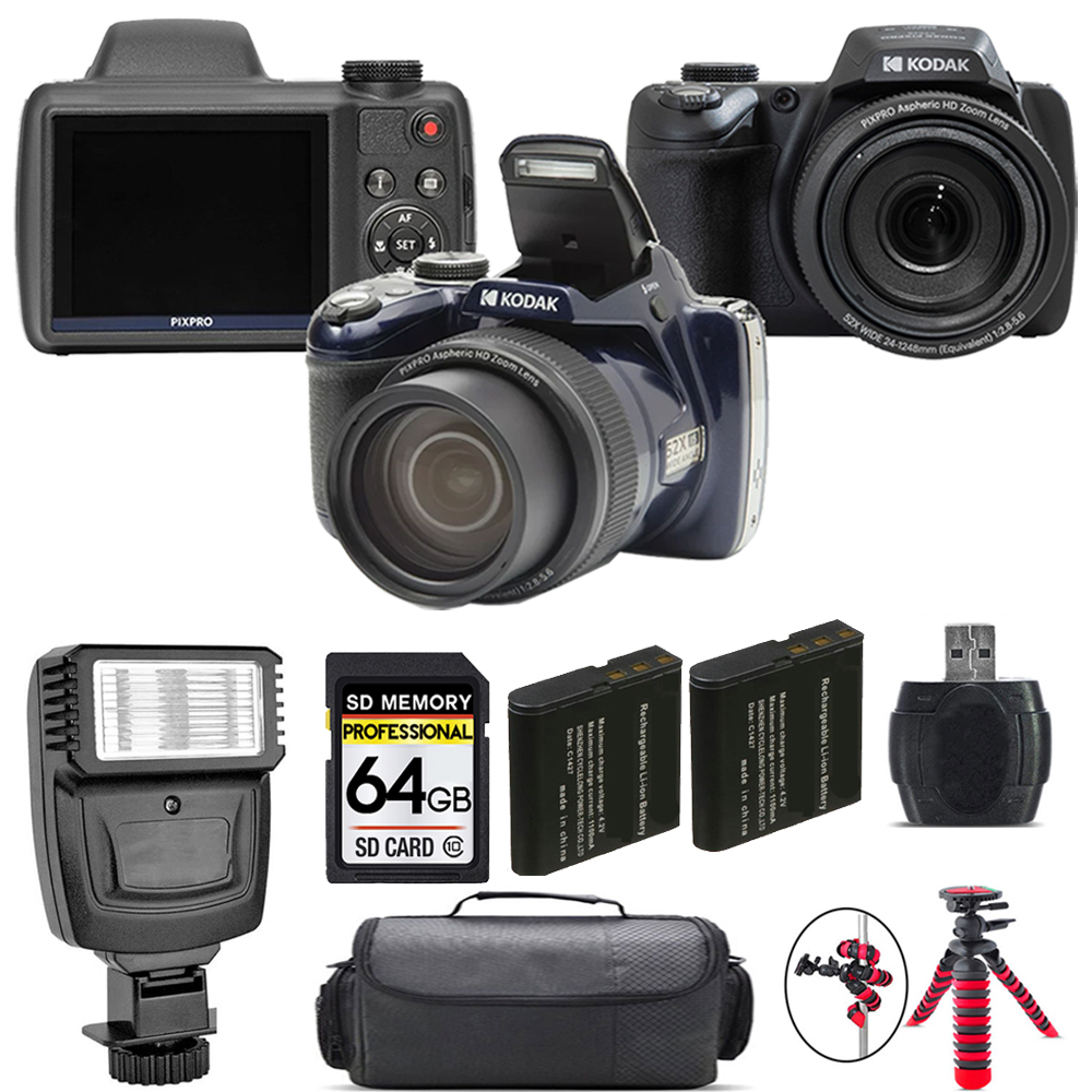 PIXPRO AZ528 Digital Camera (Black) Extra Battery + Flash - 64GB Kit *FREE SHIPPING*