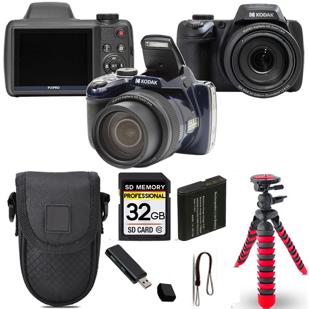PIXPRO AZ528 Digital Camera (Black) Spider Tripod + Case - 32GB Kit *FREE SHIPPING*