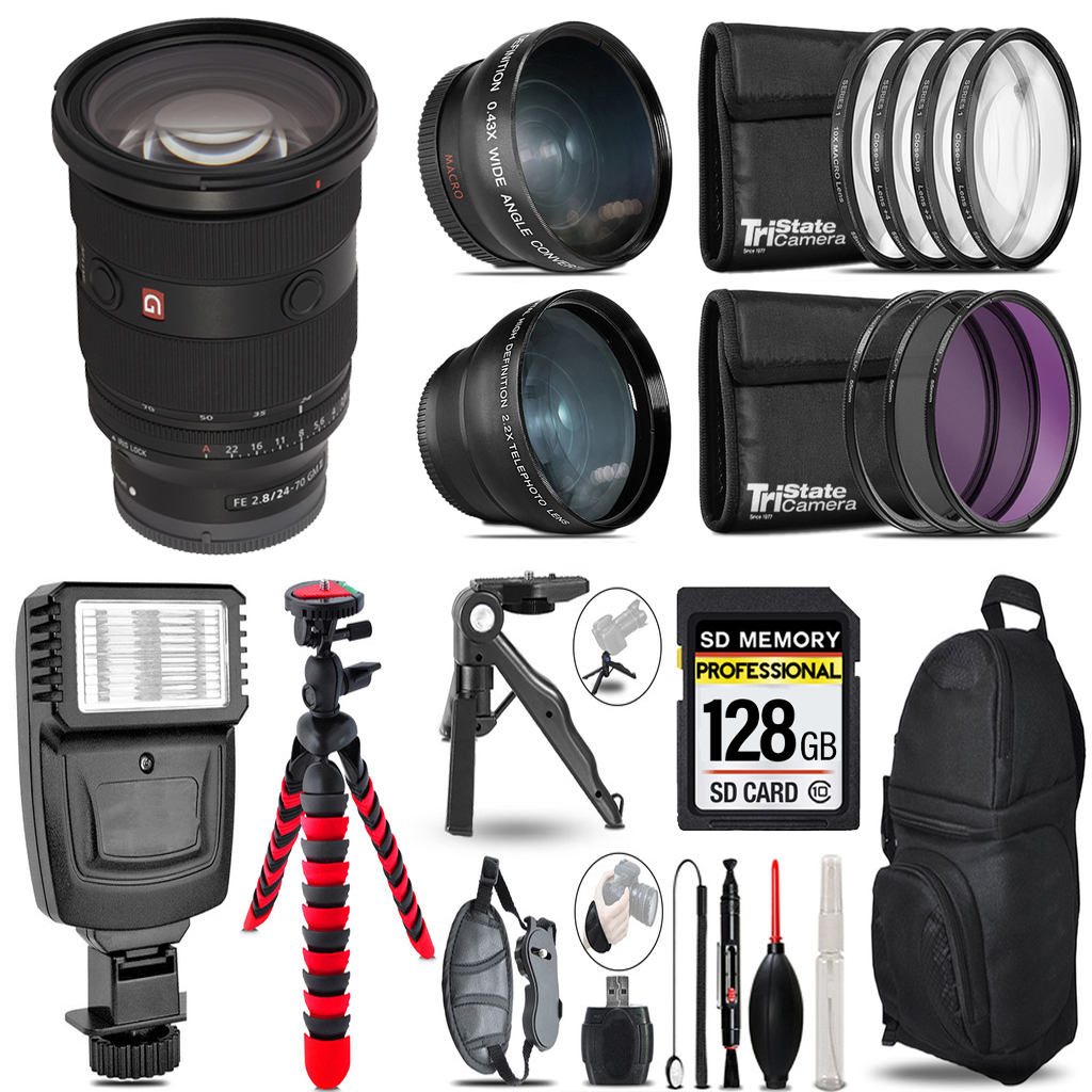 FE 24-70mm f/2.8 GM II Lens -3 Lens Kit + Flash + Tripod - 128GB Kit *FREE SHIPPING*