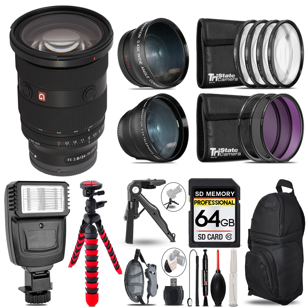 FE 24-70mm f/2.8 GM II Lens -3 Lens Kit + Flash + Tripod - 64GB Kit *FREE SHIPPING*