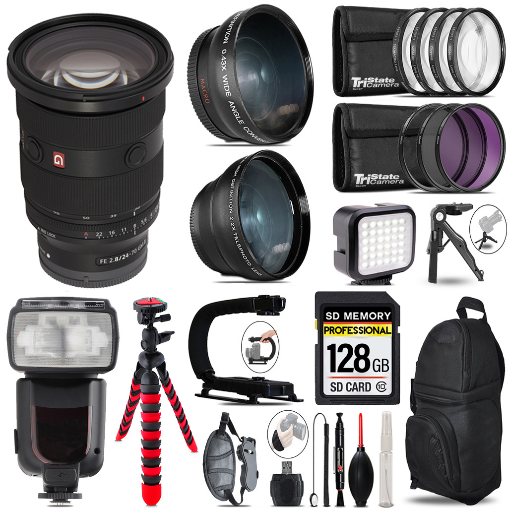 FE 24-70mm f/2.8 GM II Lens + LED Light + Tripod - 128GB Accessory Bundle *FREE SHIPPING*