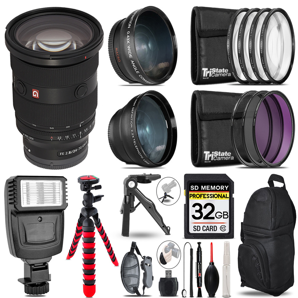 FE 24-70mm f/2.8 GM II Lens -3 Lens Kit + Flash + Tripod - 32GB Kit *FREE SHIPPING*