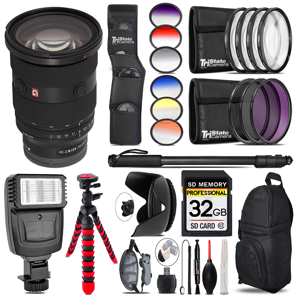 FE 24-70mm f/2.8 GM II Lens + Flash + Color Filter Set - 32GB Accessory Kit *FREE SHIPPING*