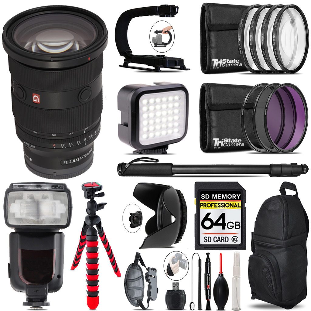 FE 24-70mm f/2.8 GM II Lens + LED Flash+ Bag - 64GB Accessory Bundle *FREE SHIPPING*