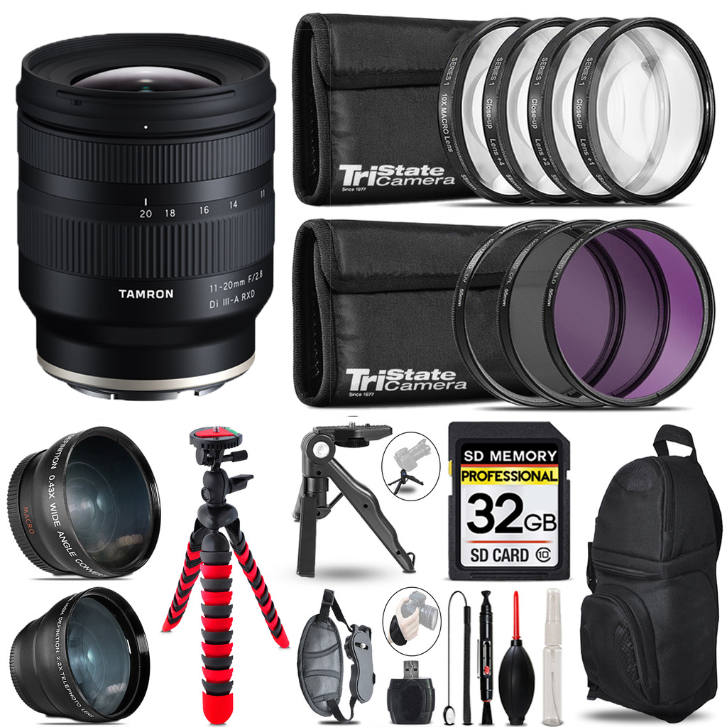 11-20mm f/2.8 III-A RXD Lens for - 3 Lenses+Tripod +Backpack - 32GB *FREE SHIPPING*