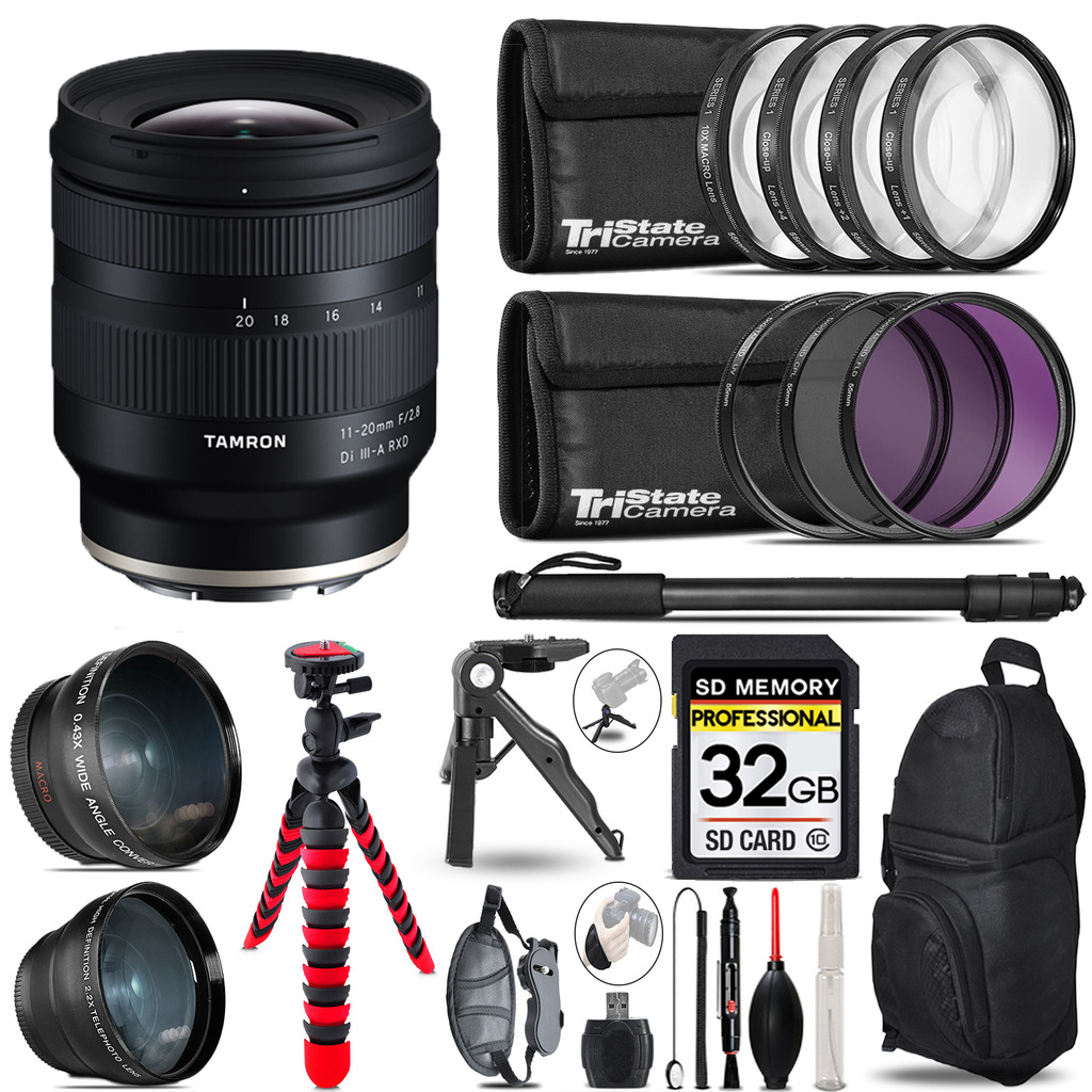 11-20mm f/2.8 Di III-A RXD Lens for -3 Lenses+Tripod +Backpack -32GB *FREE SHIPPING*