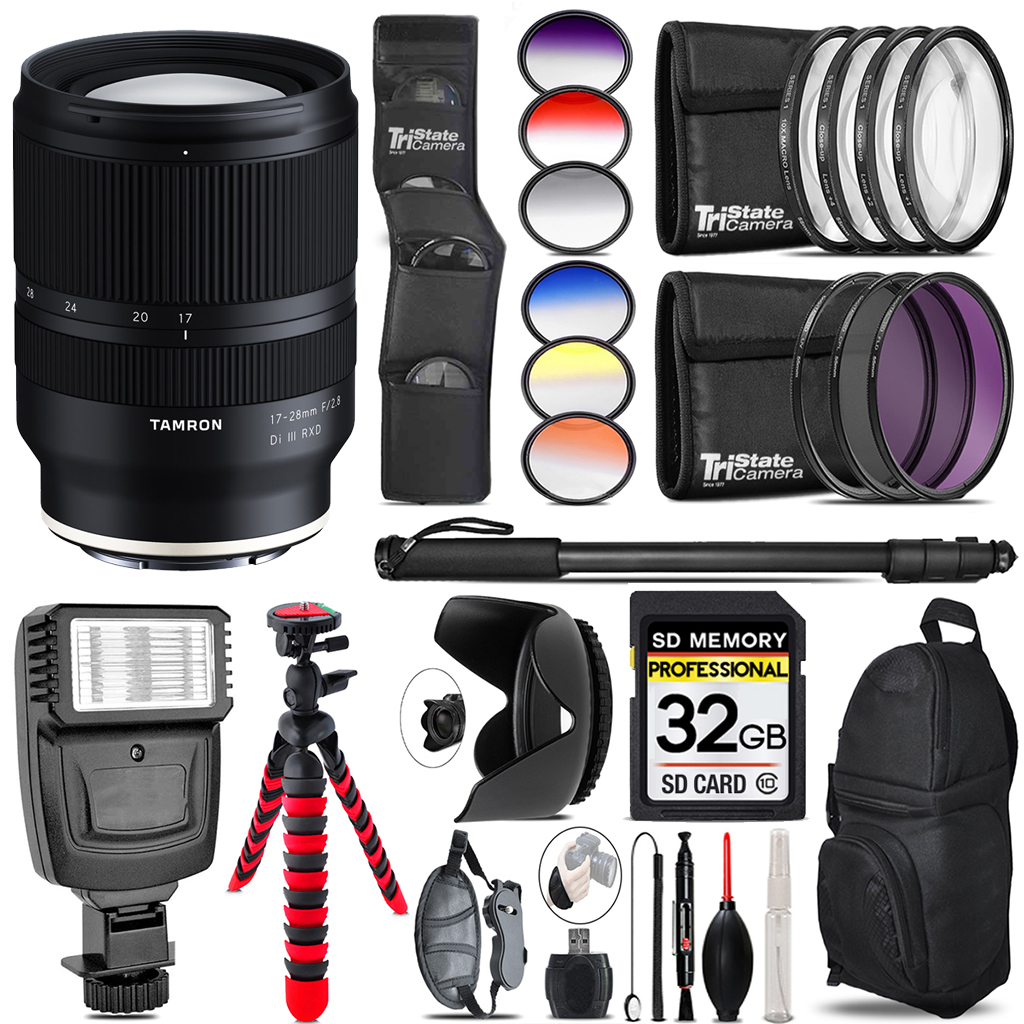 17-28mm f/2.8 III RXD Lens for E +Flash +Color Filter Set -32GB Kit *FREE SHIPPING*