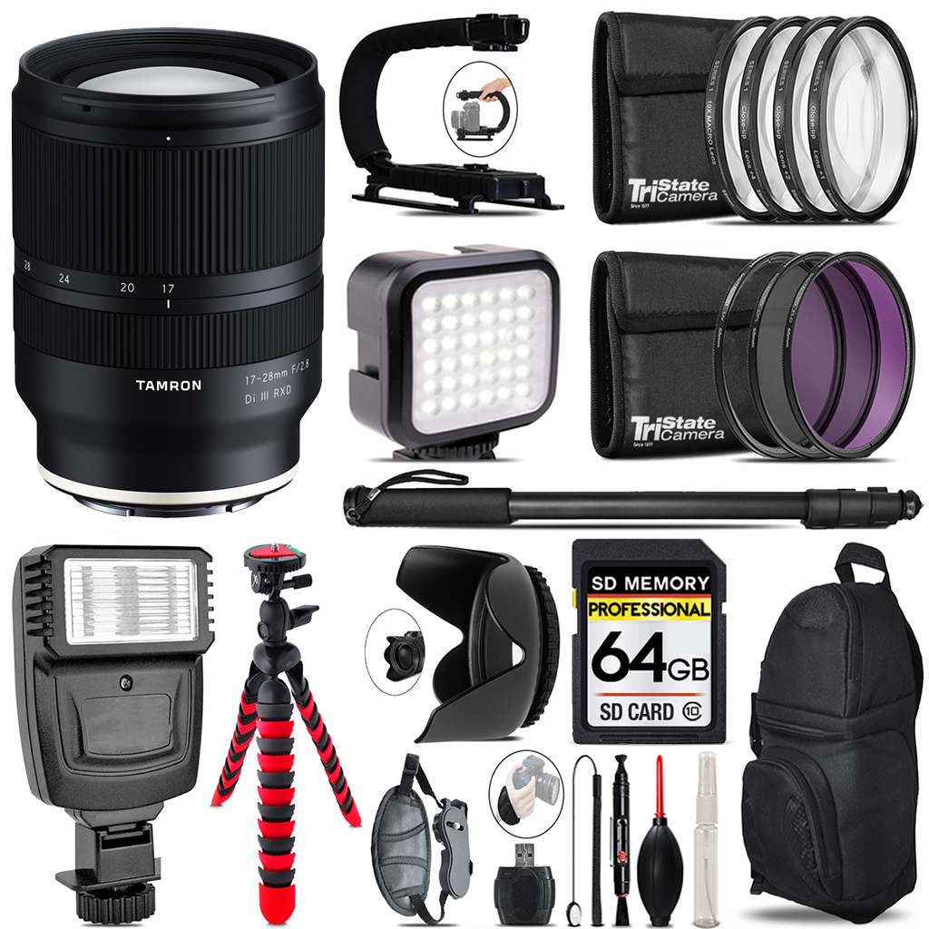 17-28mm f/2.8 III RXD Lens for E -Video Kit +Flash, 64GB Kit Bundle *FREE SHIPPING*