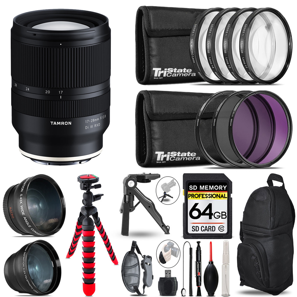 17-28mm f/2.8 III RXD Lens for E - 3 Lenses+ Tripod +Backpack -64GB *FREE SHIPPING*