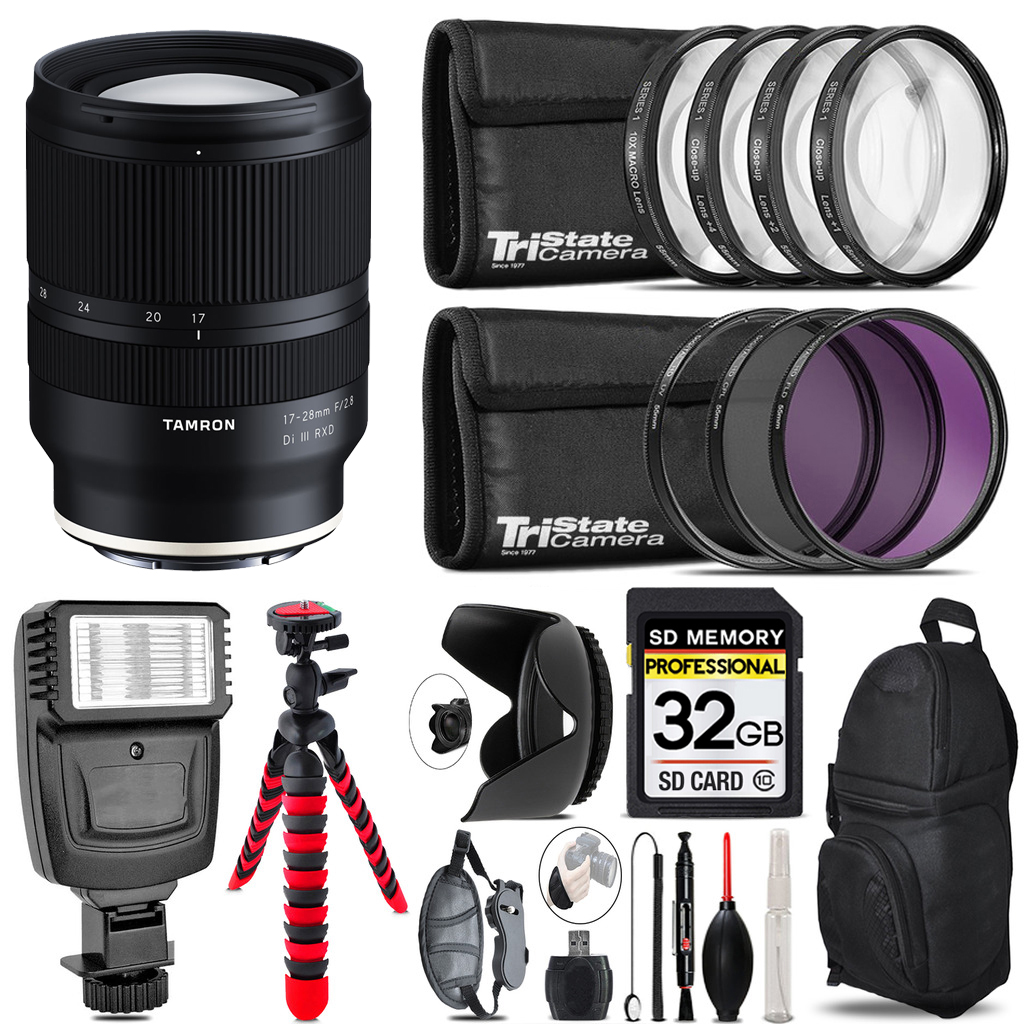 17-28mm f/2.8 III RXD Lens for E + Flash + Tripod & More - 32GB Kit *FREE SHIPPING*