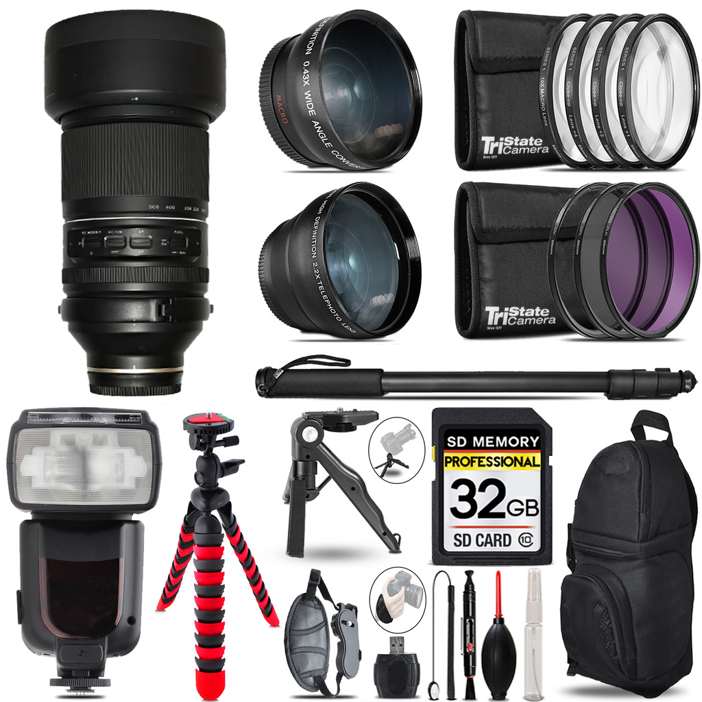 150-500mm f/5-6.7 III VXD Lens for -3 Lenses+Monopod -32GB Kit *FREE SHIPPING*