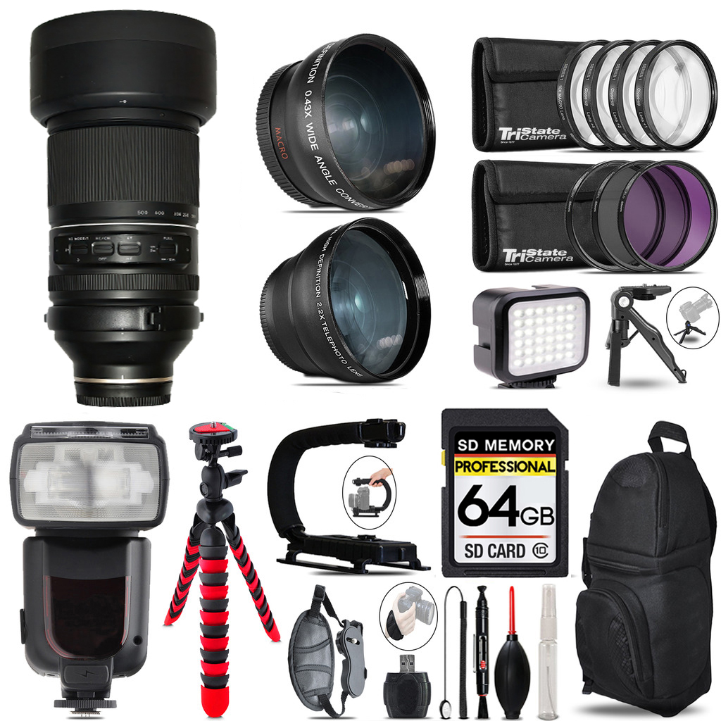150-500mm f/5-6.7 III VXD Lens for Sony+ LED Light +Tripod -64GB Kit *FREE SHIPPING*