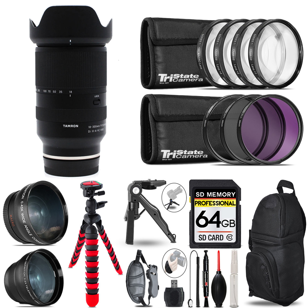 18-300mm f/3.5-6.3 III-A VC VXD Lens Lenses+ Tripod +Backpack -64GB *FREE SHIPPING*