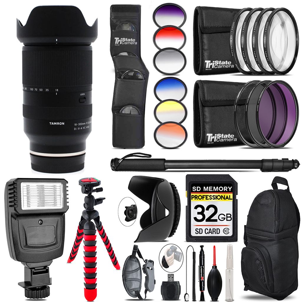 18-300mm f/3.5-6.3 III-A VC Lens +Flash+Color Filter Set -32GB Kit *FREE SHIPPING*