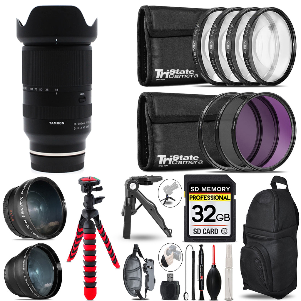 18-300mm f/3.5-6.3 III-A VC Lens Sony, 3 Lenses+Tripod +Backpack - 32GB *FREE SHIPPING*