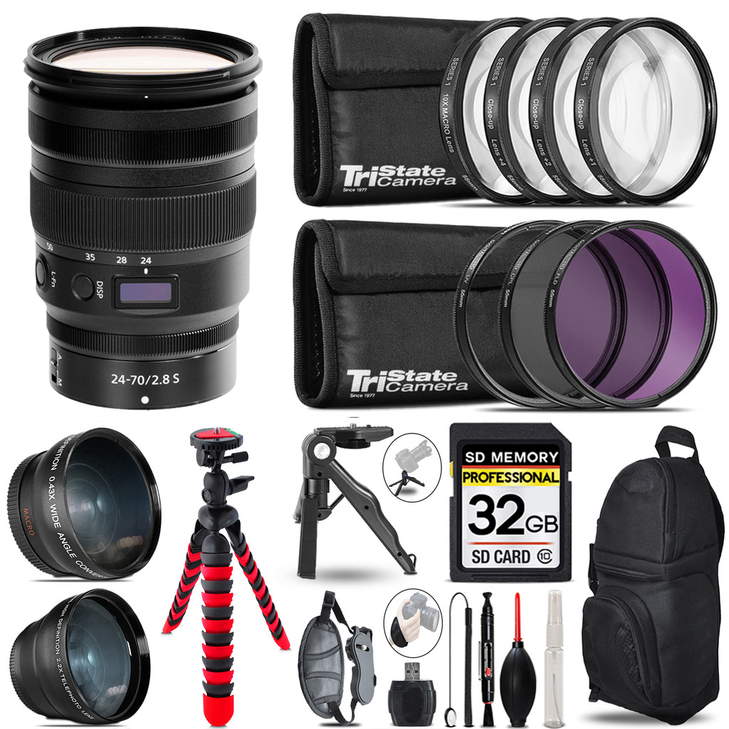 NIKKOR Z 24-70mm f/2.8 S Lens - 3 Lens Kit + Tripod + Backpack - 32GB Kit *FREE SHIPPING*