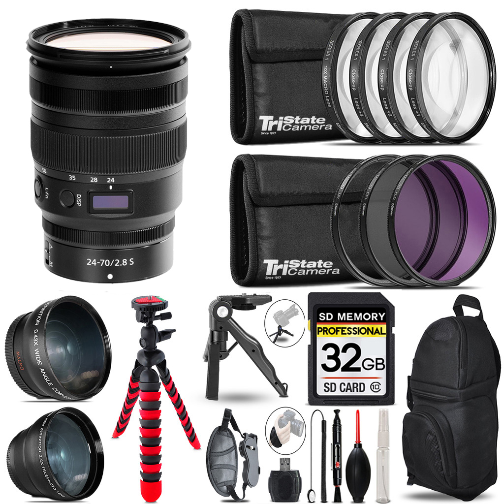 NIKKOR Z 24-70mm f/2.8 S Lens - 3 Lens Kit + Tripod + Backpack - 32GB Kit *FREE SHIPPING*