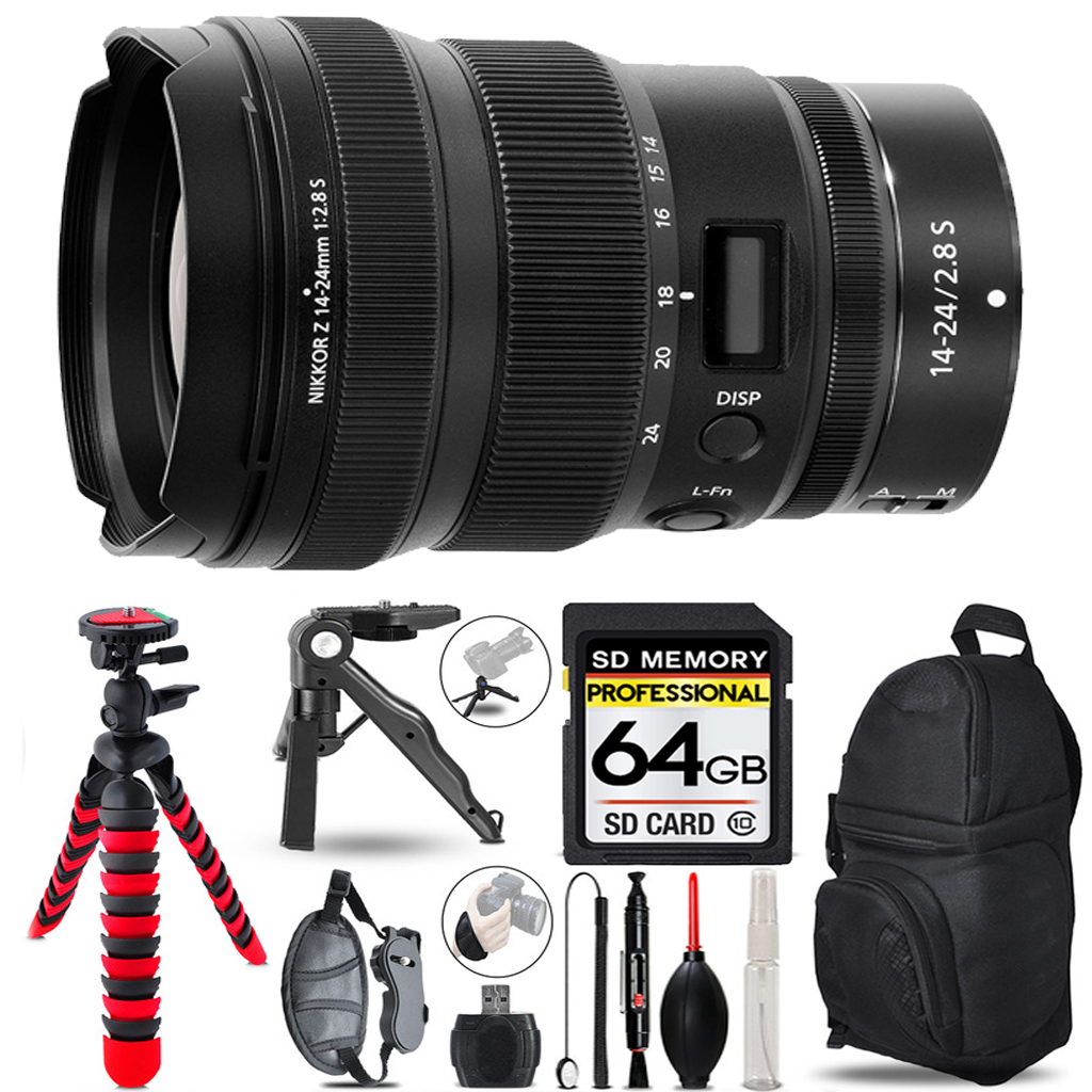 NIKKOR Z 14-24mm f/2.8 S Lens- 3 Lens Kit + Tripod + Backpack - 64GB Kit *FREE SHIPPING*