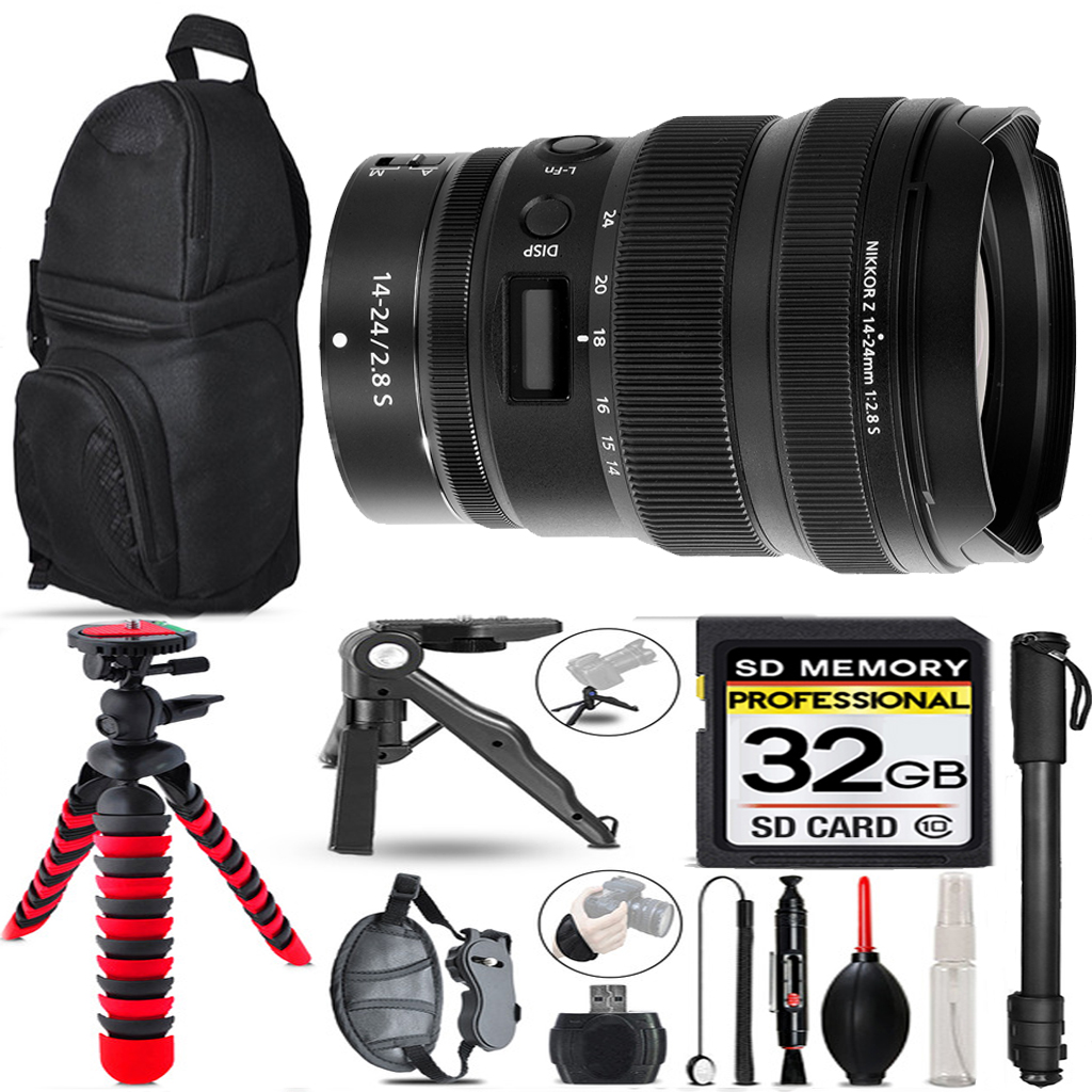 NIKKOR Z 14-24mm f/2.8 S Lens- 3 Lens Kit + Tripod + Backpack - 32GB Kit *FREE SHIPPING*
