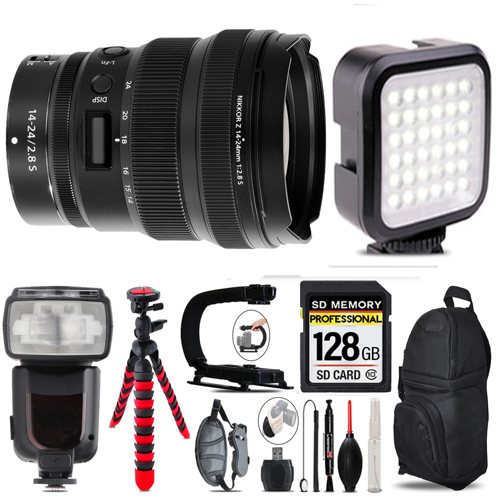 NIKKOR Z 14-24mm f/2.8 S Lens+Pro Flash LED Light -128GB Accessory Bundle *FREE SHIPPING*