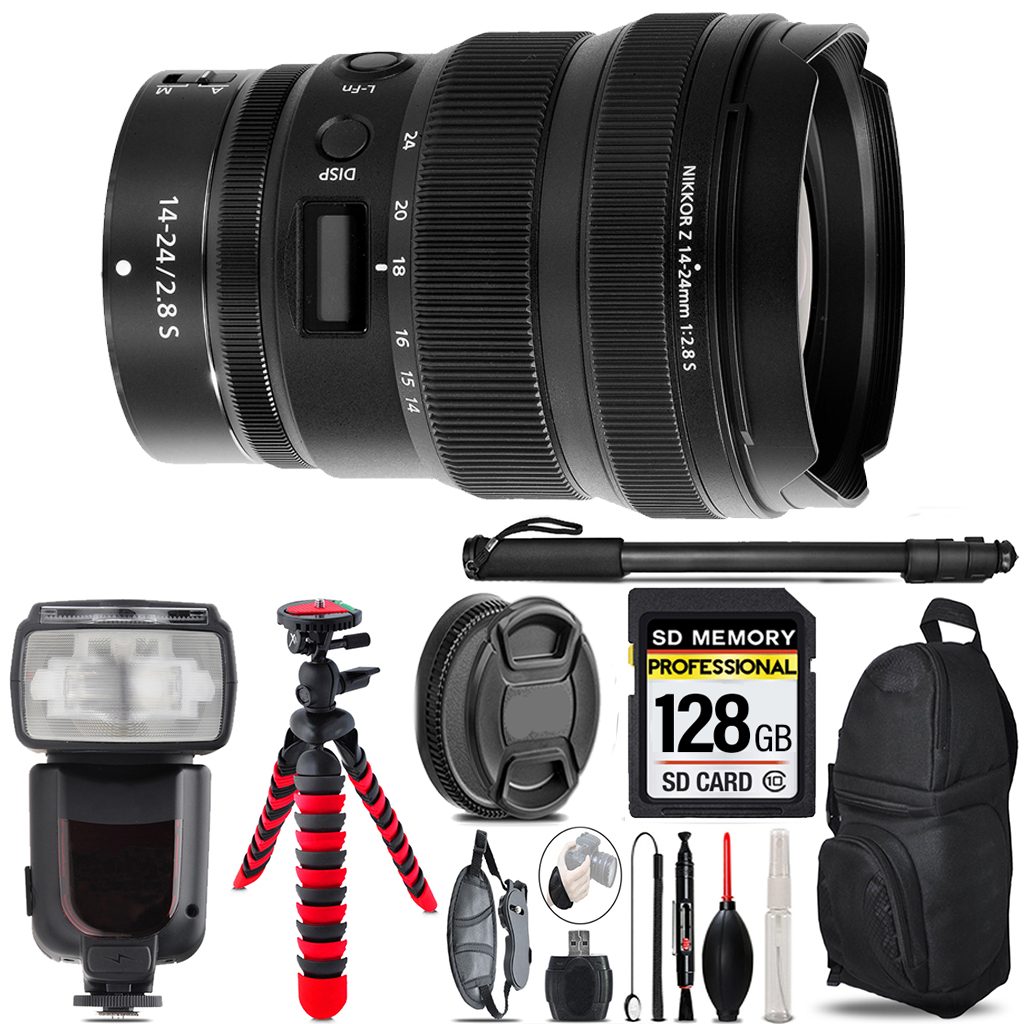 NIKKOR Z 14-24mm f/2.8 S Lens+ Professional Flash+ 128GB Accessory Kit *FREE SHIPPING*