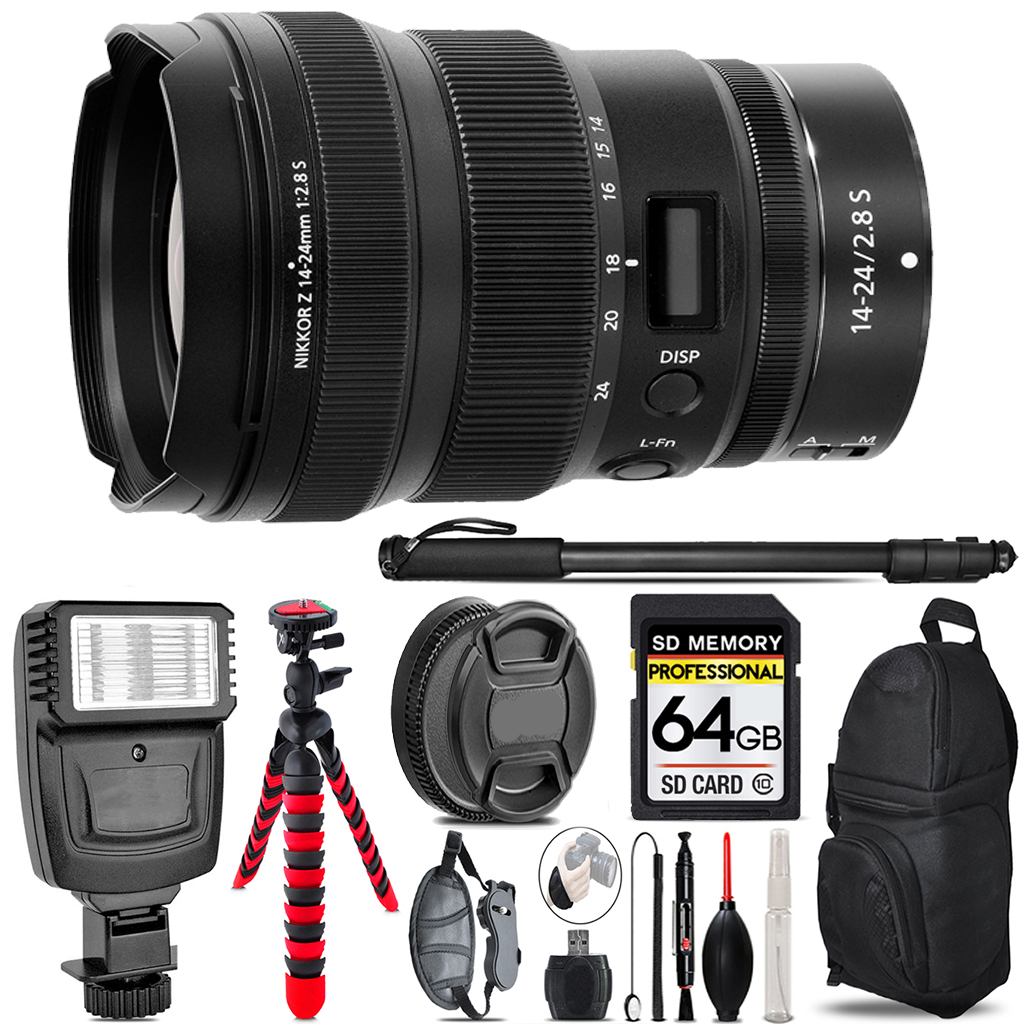 NIKKOR Z 14-24mm f/2.8 S Lens- Video Kit + Flash - 64GB Accessory Bundle *FREE SHIPPING*
