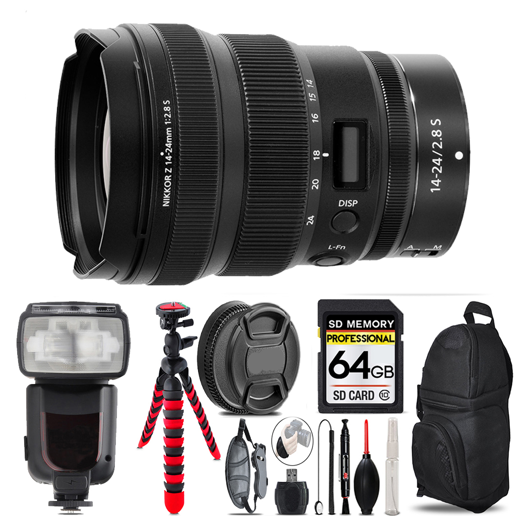 NIKKOR Z 14-24mm f/2.8 S Lens+ Canon Speedlight & More - 64GB Kit *FREE SHIPPING*