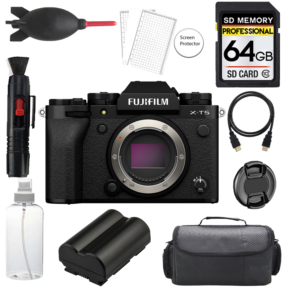 X-T5 Mirrorless Camera (Black) + 64GB + Bag+Screen Protector- Basic Kit *FREE SHIPPING*