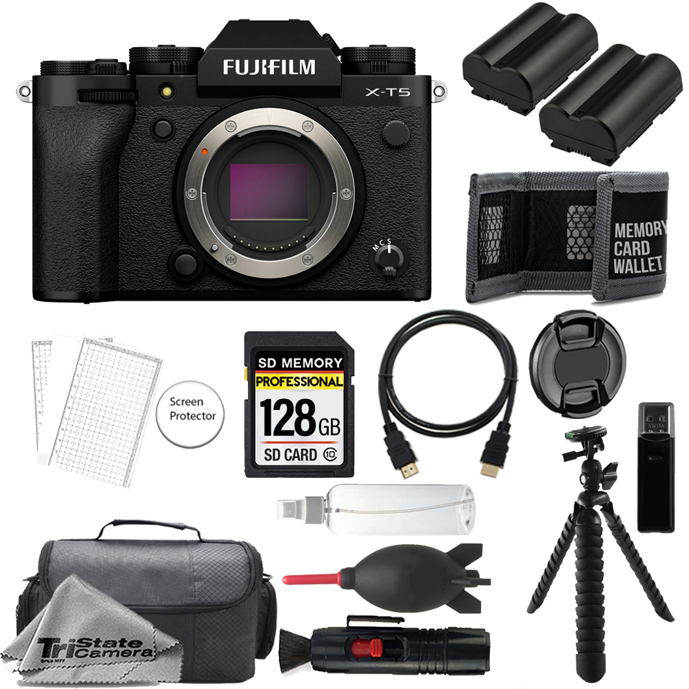 X-T5 Camera (Black) + 128GB +Extra Battery+ Tripod- Accessory Kit *FREE SHIPPING*