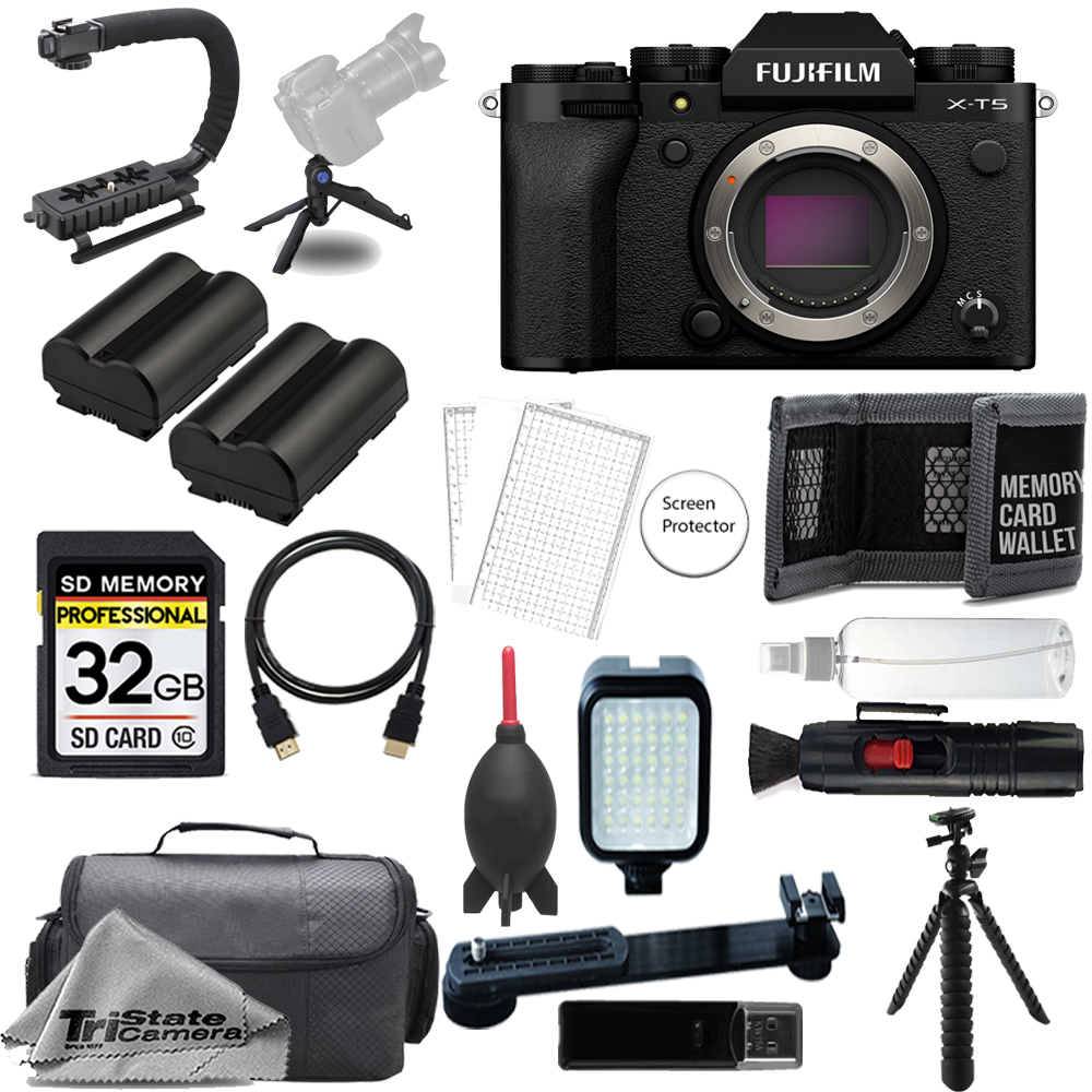 X-T5 Camera (Black) +32GB +Extra Battery+ LED Flash- ULTIMATE Kit *FREE SHIPPING*