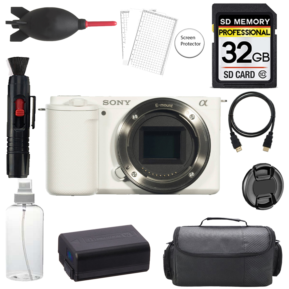 ZV-E10 Camera Body (White) + 32GB + Bag+ Screen Protector- Basic Kit *FREE SHIPPING*