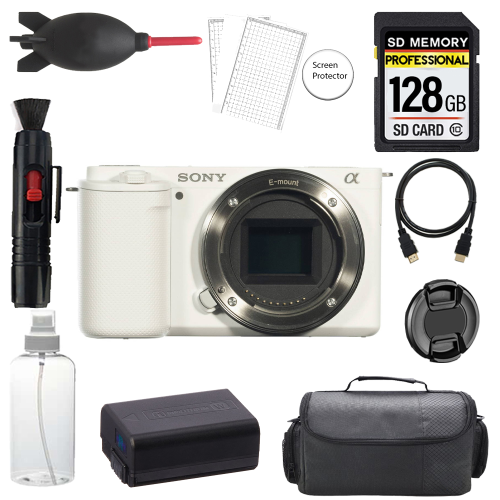 ZV-E10 Camera Body (White) + 128GB + Bag+ Screen Protector- Basic Kit *FREE SHIPPING*